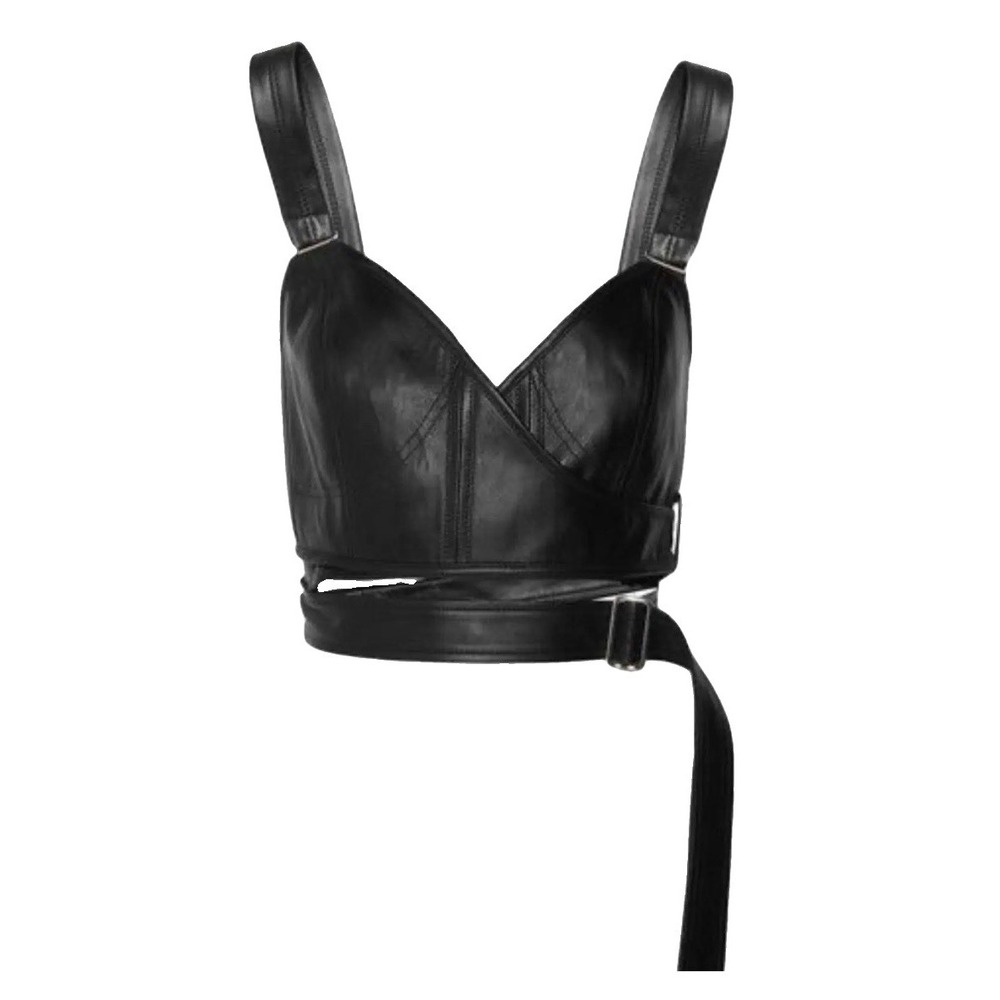 Calvin Klein Collection NWT Lambskin Leather Wrap Top Cropped Size 42 New